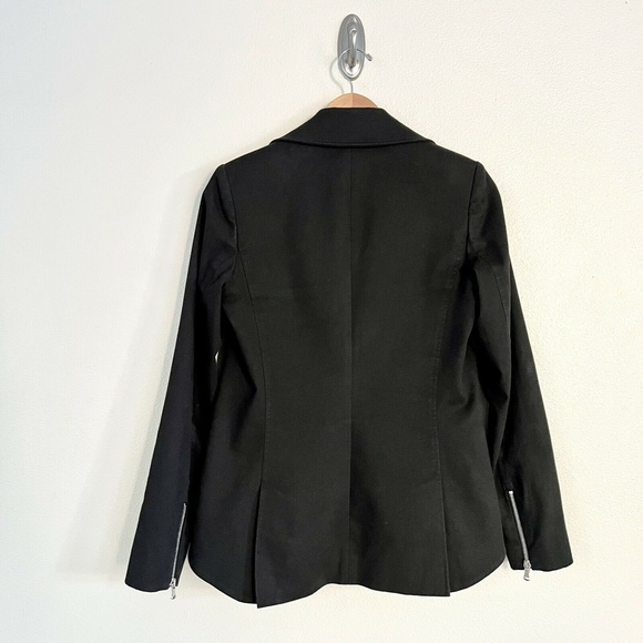 VERONICA BEARD Textured Suiting Moto Zip Dickey Blazer Jacket in Black - Picture 8 of 10